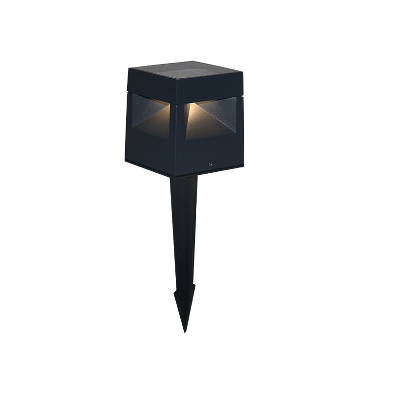 Square Solar Lawn Light With Ground Plug  11402-A-SOLAR